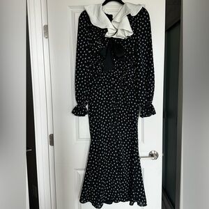 Elegant Black and White Ruffle Dress